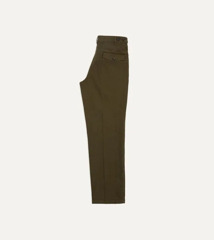 Drake039s Olive Heavy Cotton Twill Games Trousers 8211 Clothing