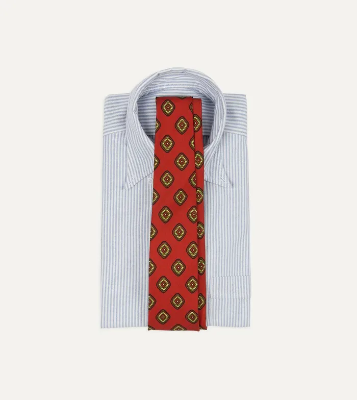 Drake039s Orange Tile Print 36oz Madder Silk Self Tipped Tie 8211 Ties