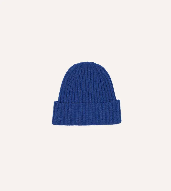 Drake039s Royal Blue Lambswool Ribbed Knit Cap 8211 Accessories