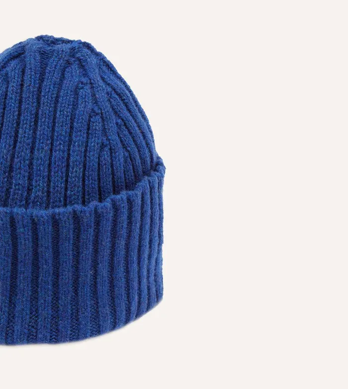 Drake039s Royal Blue Lambswool Ribbed Knit Cap 8211 Accessories