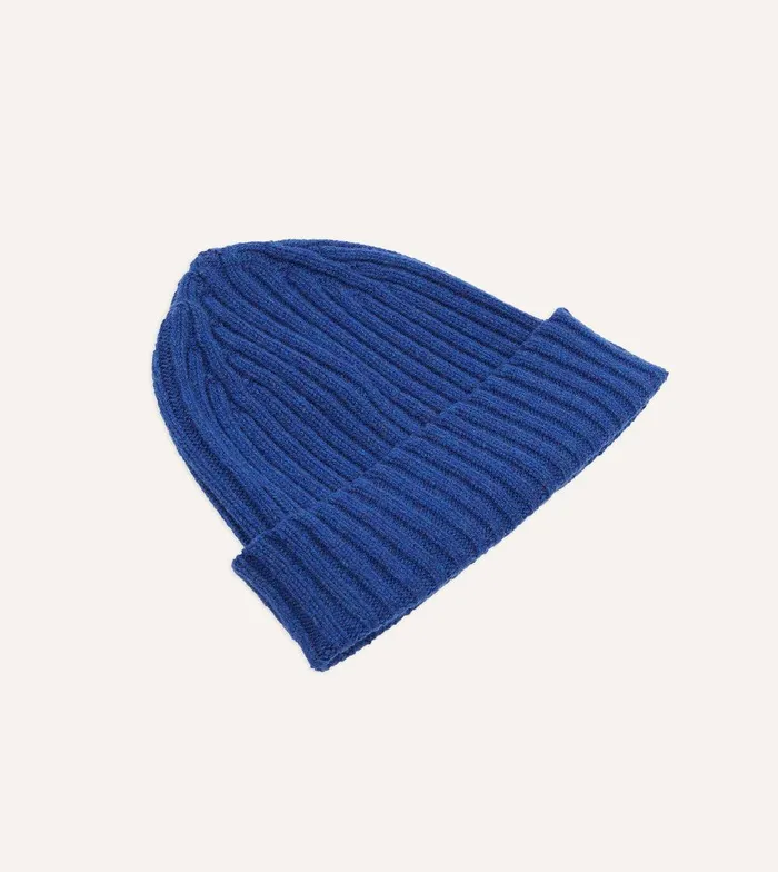 Drake039s Royal Blue Lambswool Ribbed Knit Cap 8211 Accessories
