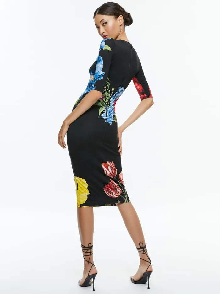 Dresses Women Alice Olivia Delora Crew Neck Midi Dress Le Parisien Black