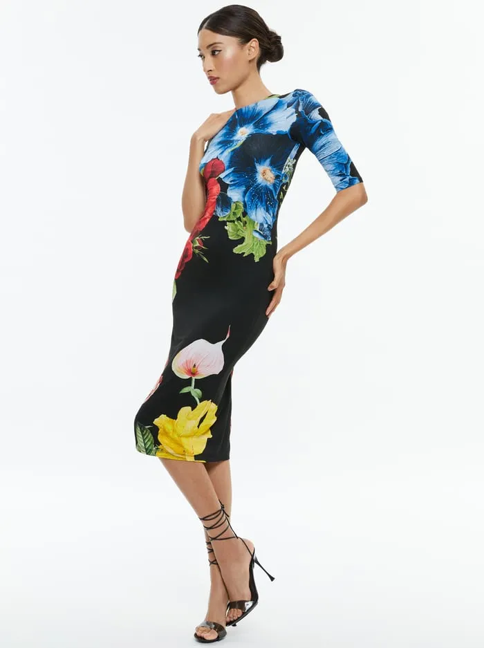 Dresses Women Alice Olivia Delora Crew Neck Midi Dress Le Parisien Black