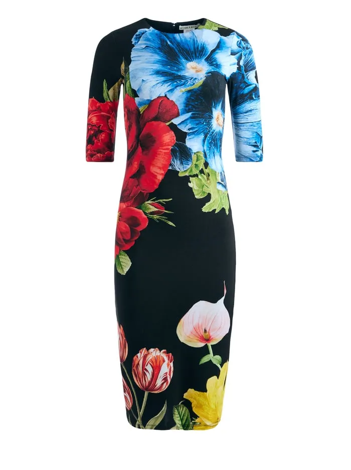 Dresses Women Alice Olivia Delora Crew Neck Midi Dress Le Parisien Black