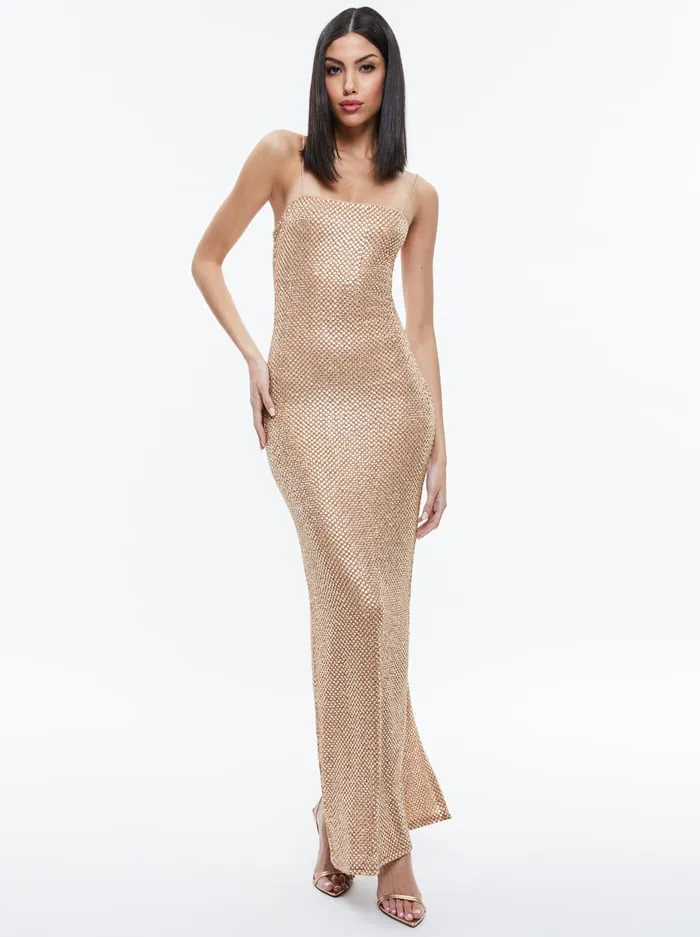 Dresses Women Alice Olivia Fifi Embellished Maxi Dress Tan