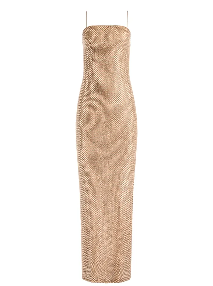 Dresses Women Alice Olivia Fifi Embellished Maxi Dress Tan