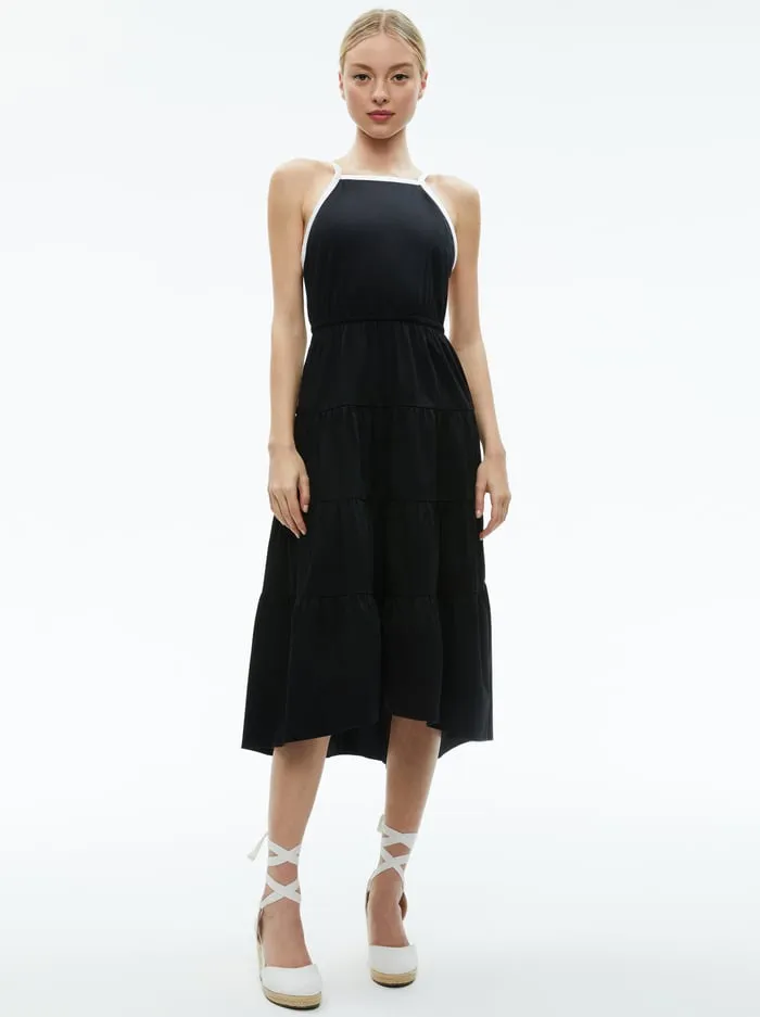 Dresses Women Alice Olivia Hartley Gathered Midi Dress Blackoff White