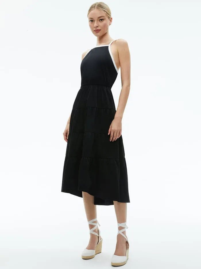 Dresses Women Alice Olivia Hartley Gathered Midi Dress Blackoff White