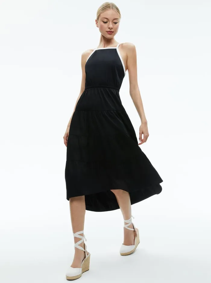 Dresses Women Alice Olivia Hartley Gathered Midi Dress Blackoff White