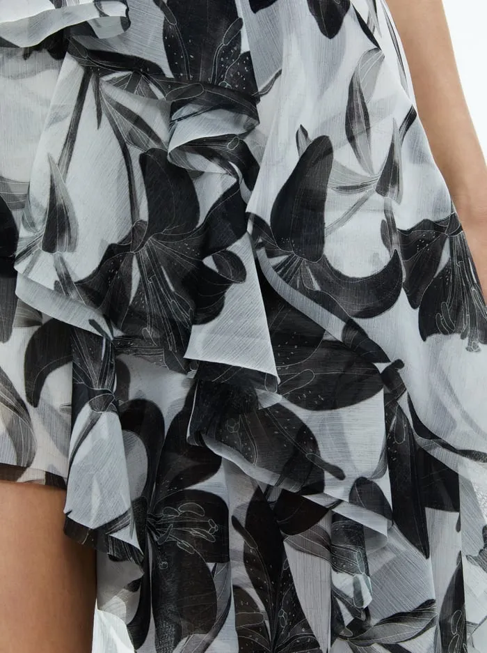 Dresses Women Alice Olivia Holly Low Neck Asymmetric Ruffled Maxi Dress Stargazer Off White Lg