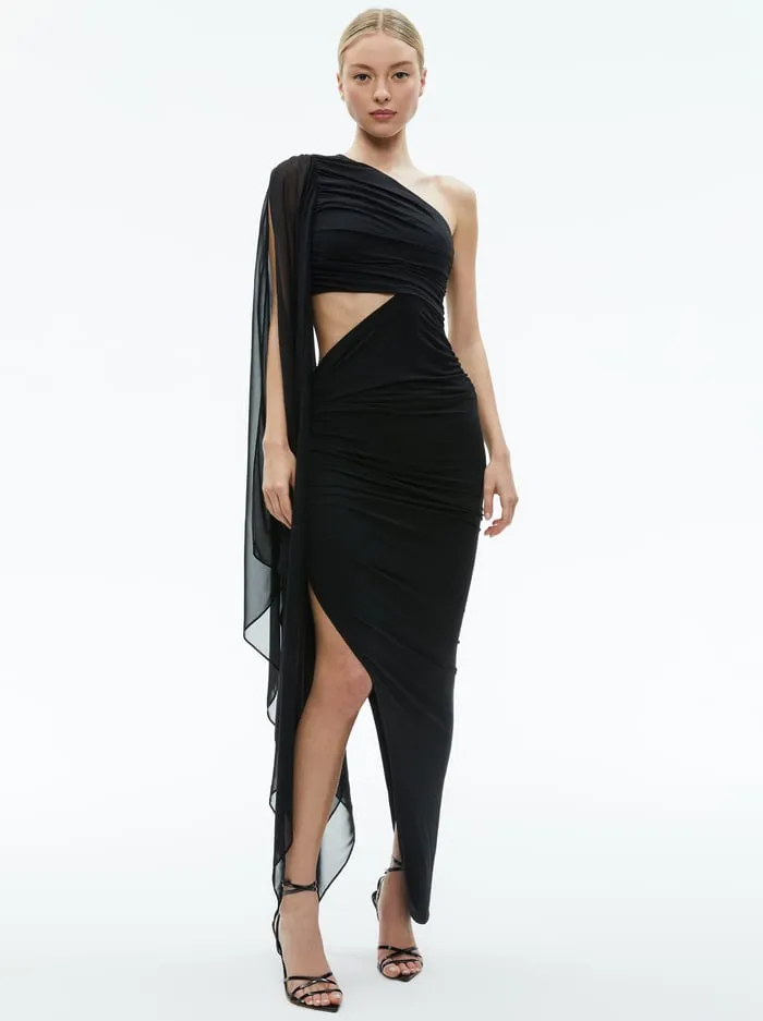 Dresses Women Alice Olivia Lourdes Asymmetrical Cutout Maxi Dress Black