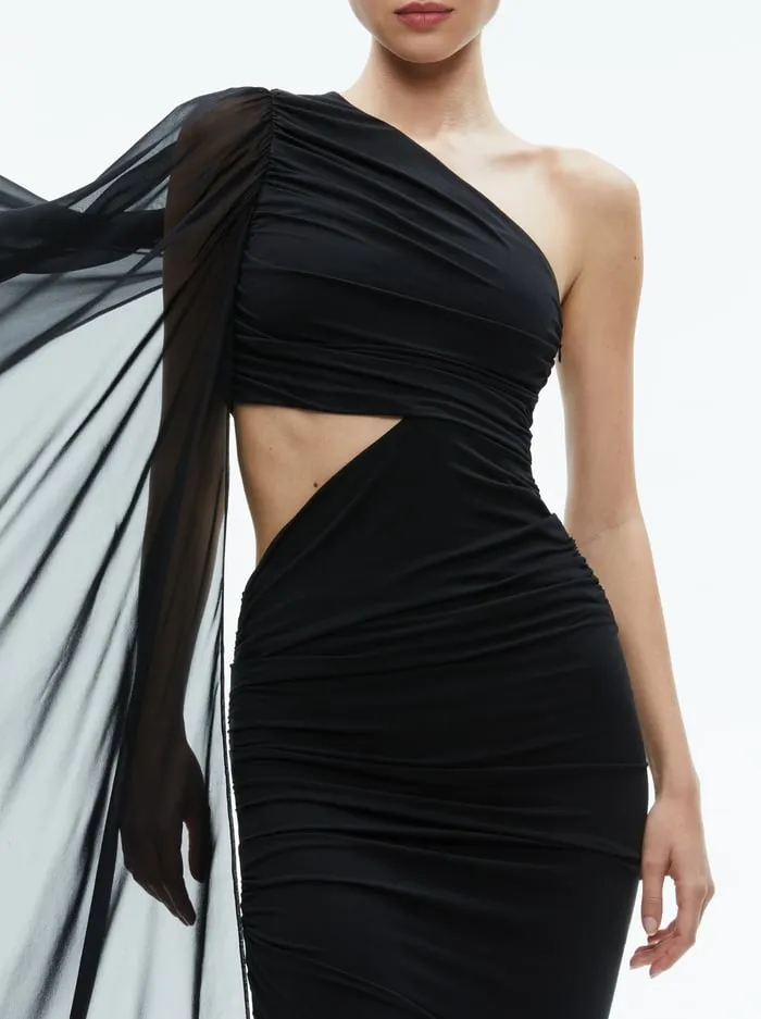 Dresses Women Alice Olivia Lourdes Asymmetrical Cutout Maxi Dress Black