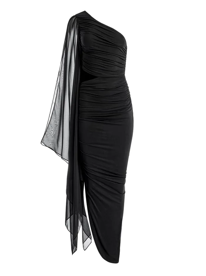 Dresses Women Alice Olivia Lourdes Asymmetrical Cutout Maxi Dress Black