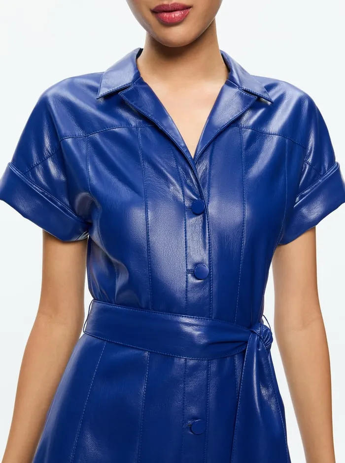 Dresses Women Alice Olivia Shirley Vegan Mini Dress Royal