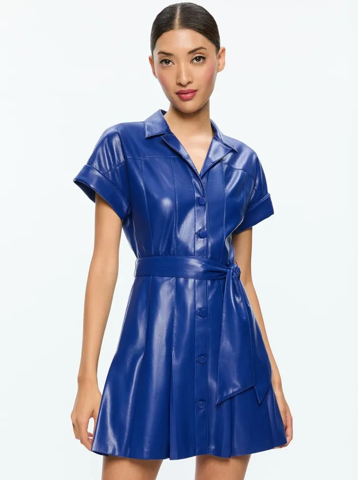 Dresses Women Alice Olivia Shirley Vegan Mini Dress Royal