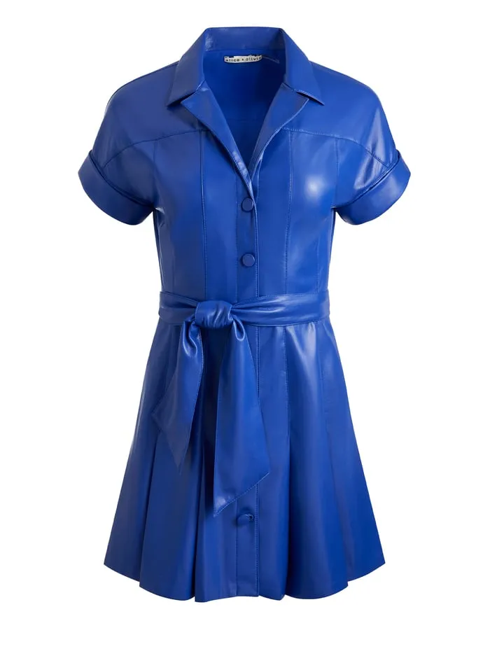 Dresses Women Alice Olivia Shirley Vegan Mini Dress Royal