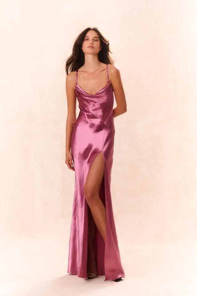 Dresses Women LoveShackFancy Nadine Satin Maxi Dress Raspberry