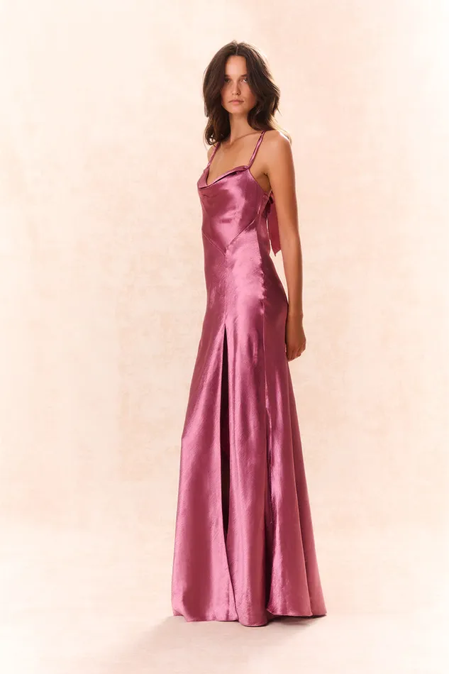 Dresses Women LoveShackFancy Nadine Satin Maxi Dress Raspberry