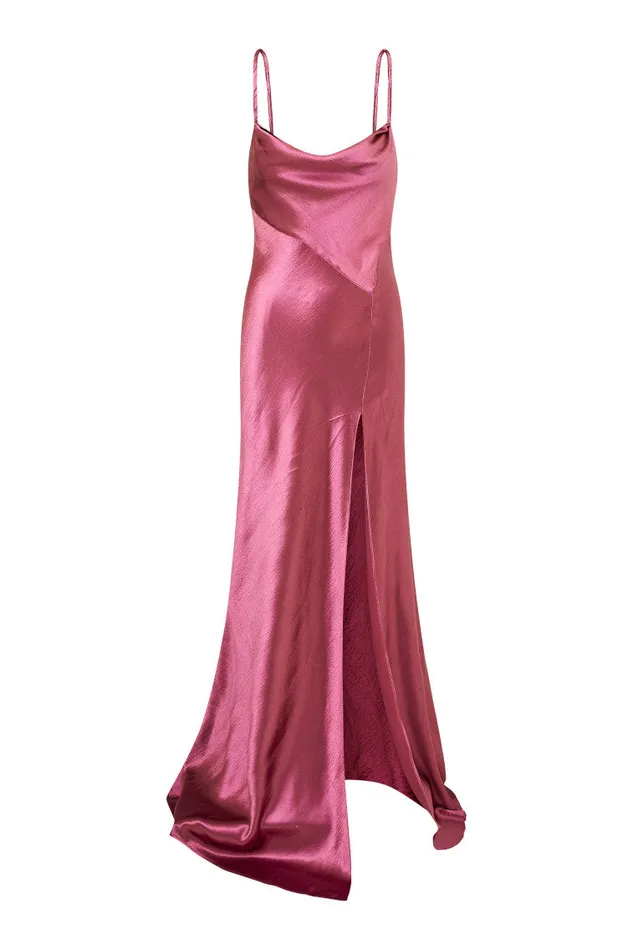 Dresses Women LoveShackFancy Nadine Satin Maxi Dress Raspberry