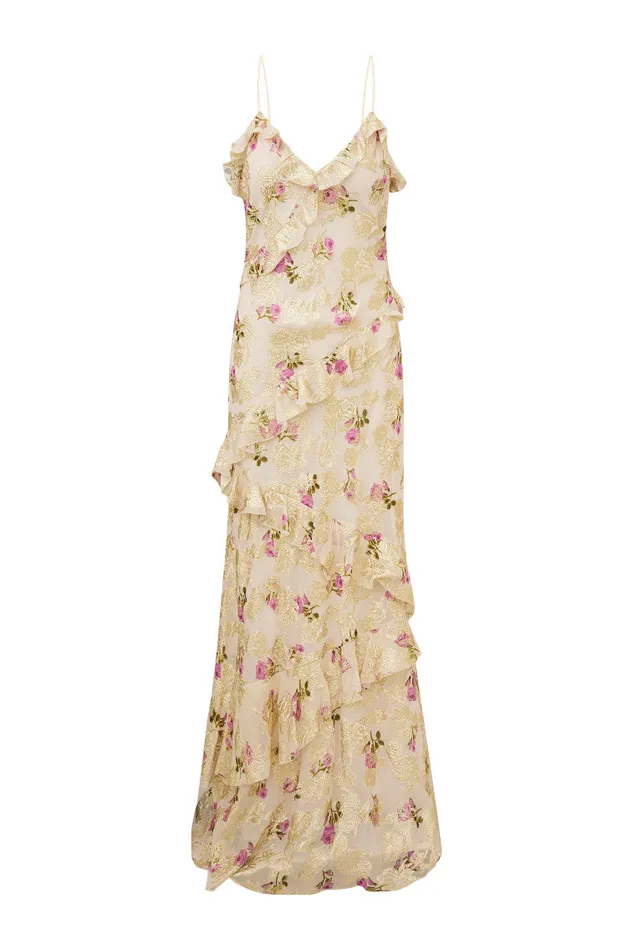 Dresses Women LoveShackFancy Rialto Floral Silk Maxi Dress Violet Whimsy