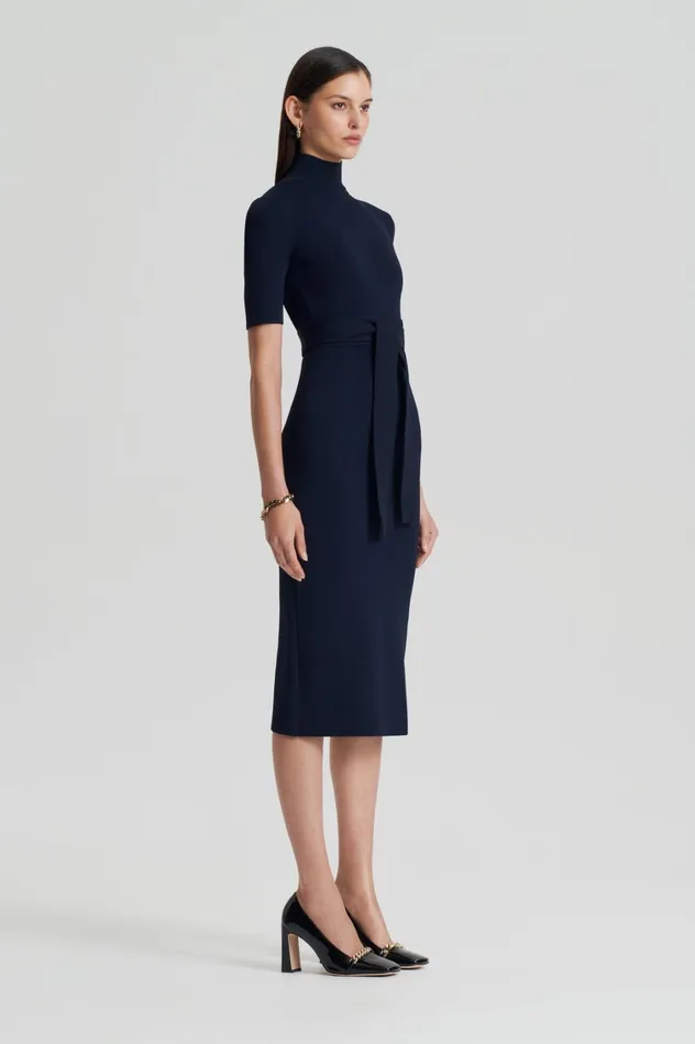 Dresses Women Scanlan Theodore CREPE KNIT SHORT SLEEVE POLO DRESS Navy Dresses Women Scanlan Theodore CREPE KNIT SHORT SLEEVE POLO DRESS Navy