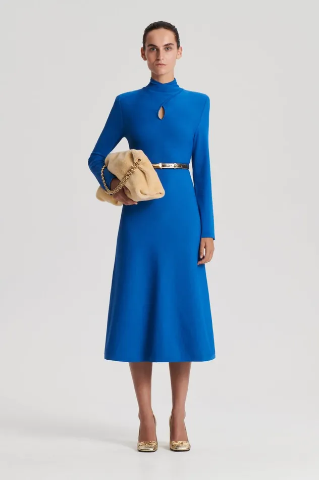 Dresses Women Scanlan Theodore CREPE KNIT TURBAN TWIST DRESS Prussianblue