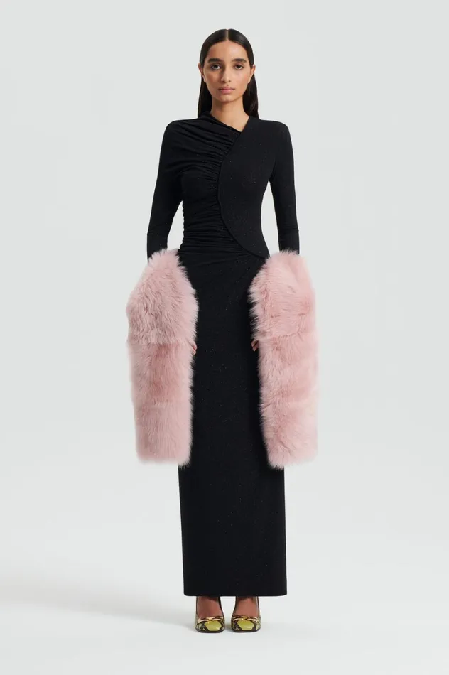 Dresses Women Scanlan Theodore TINSEL DRAPE GOWN Black