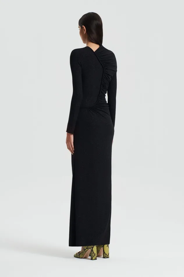 Dresses Women Scanlan Theodore TINSEL DRAPE GOWN Black Dresses Women Scanlan Theodore TINSEL DRAPE GOWN Black