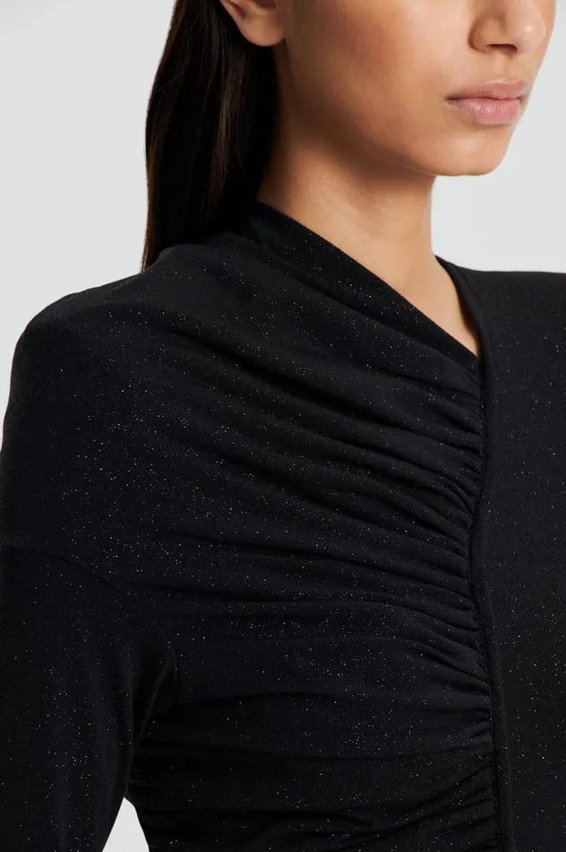 Dresses Women Scanlan Theodore TINSEL DRAPE GOWN Black Dresses Women Scanlan Theodore TINSEL DRAPE GOWN Black