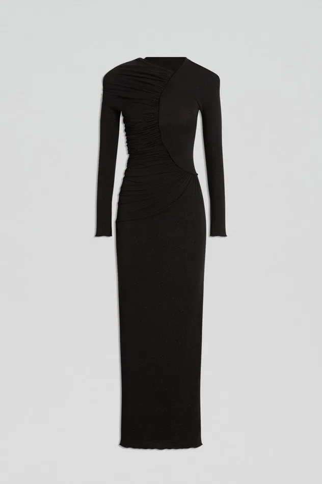 Dresses Women Scanlan Theodore TINSEL DRAPE GOWN Black Dresses Women Scanlan Theodore TINSEL DRAPE GOWN Black