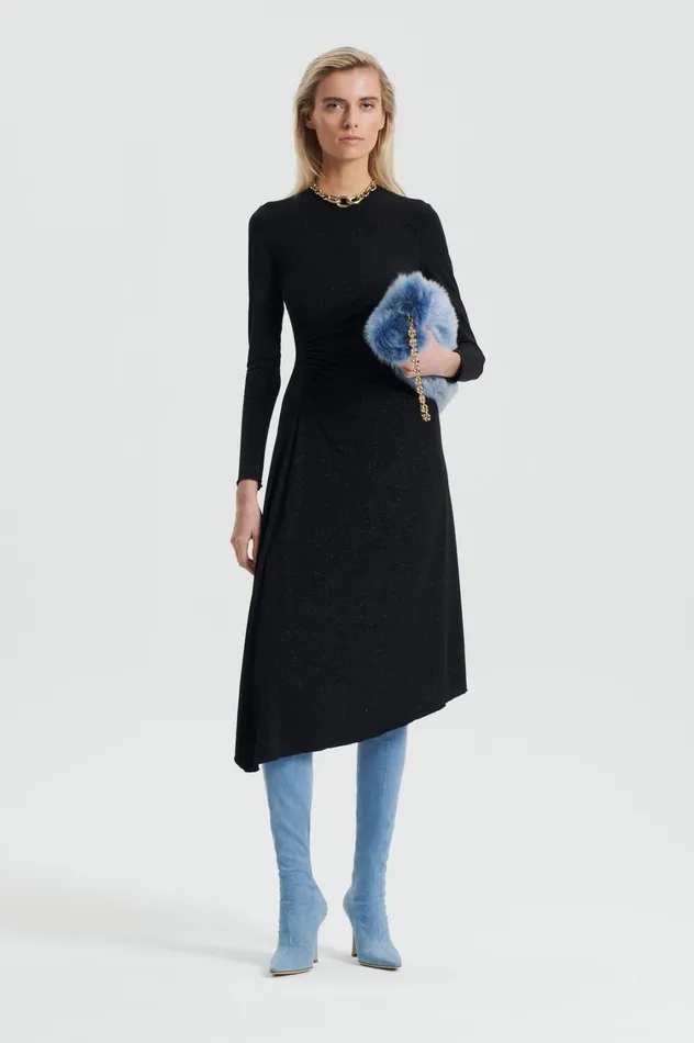 Dresses Women Scanlan Theodore TINSEL PRINT DRAPE DRESS Black