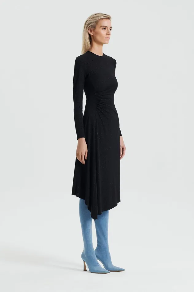 Dresses Women Scanlan Theodore TINSEL PRINT DRAPE DRESS Black