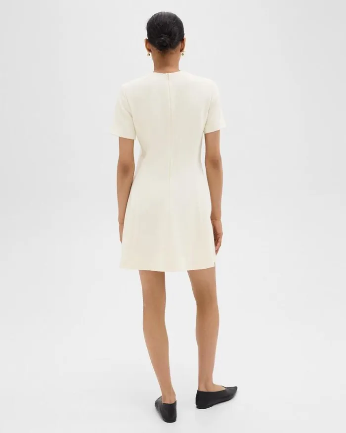 Dresses Women Theory Flared ShortSleeve Dress In Admiral Crepe Rice