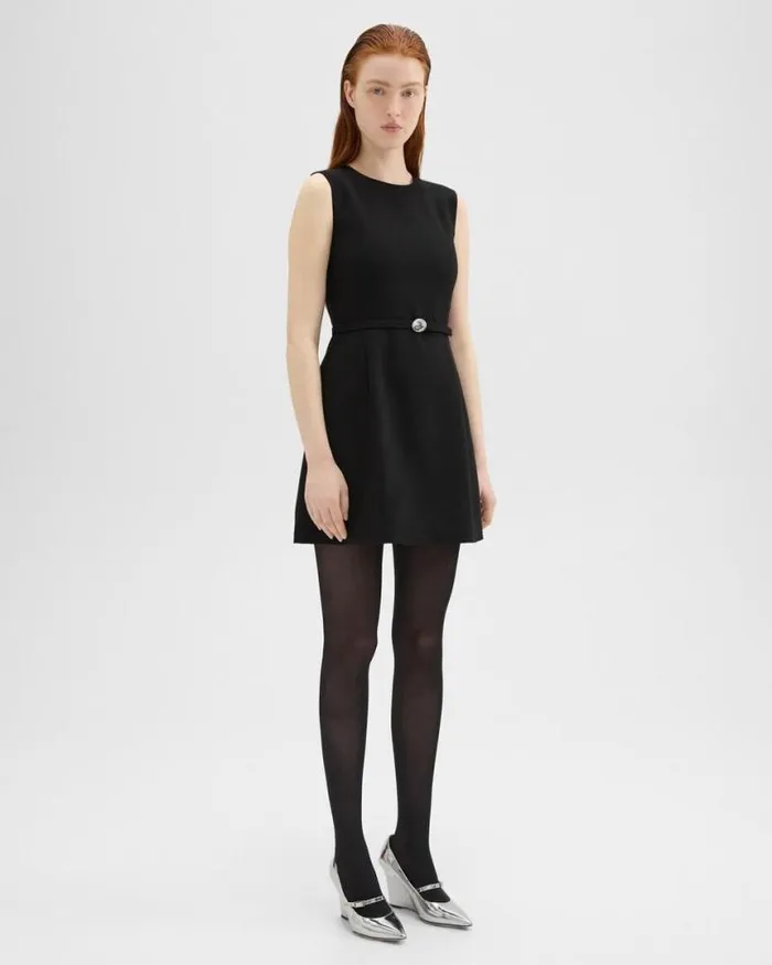 Dresses Women Theory Sculpted Sleeveless Dress In Double Weave Black Dresses Women Theory Sculpted Sleeveless Dress In Double Weave Black