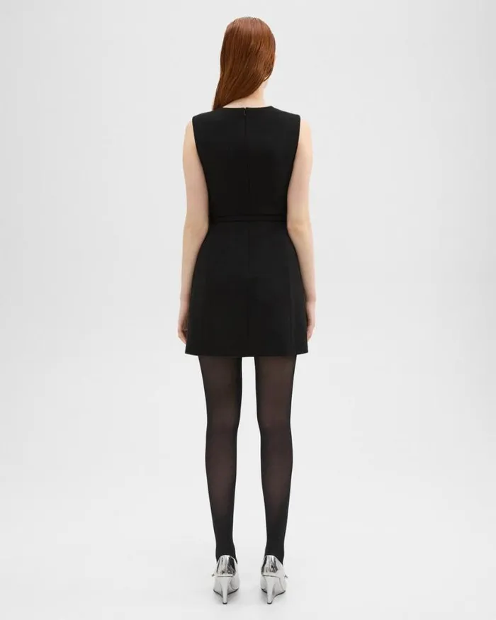 Dresses Women Theory Sculpted Sleeveless Dress In Double Weave Black Dresses Women Theory Sculpted Sleeveless Dress In Double Weave Black
