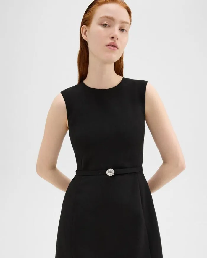 Dresses Women Theory Sculpted Sleeveless Dress In Double Weave Black Dresses Women Theory Sculpted Sleeveless Dress In Double Weave Black