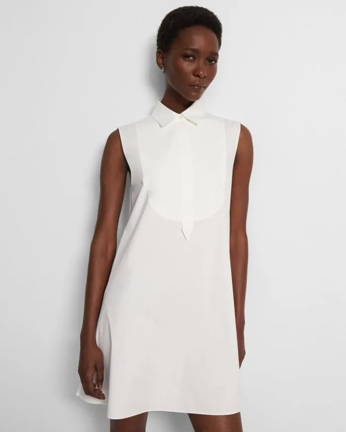 Dresses Women Theory Sleeveless Tunic Dress In Good Cotton White