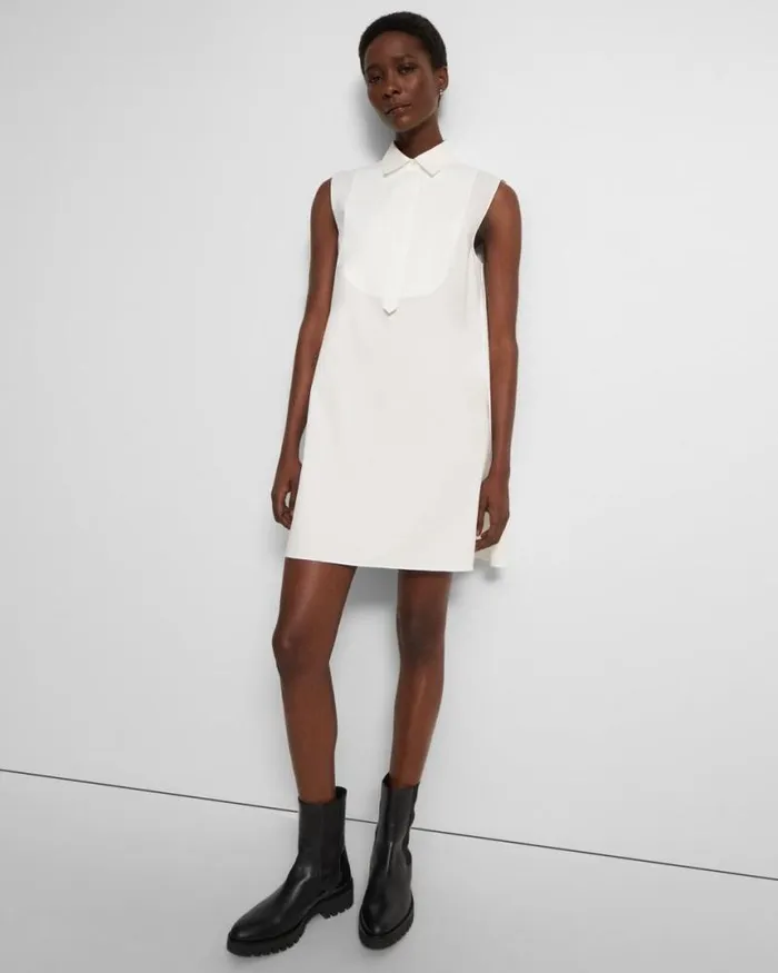 Dresses Women Theory Sleeveless Tunic Dress In Good Cotton White