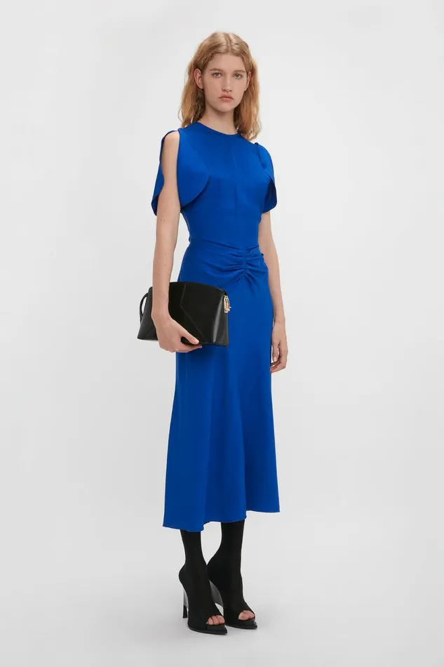 Dresses Women Victoria Beckham Gathered Waist Midi Dress In Palace Blue