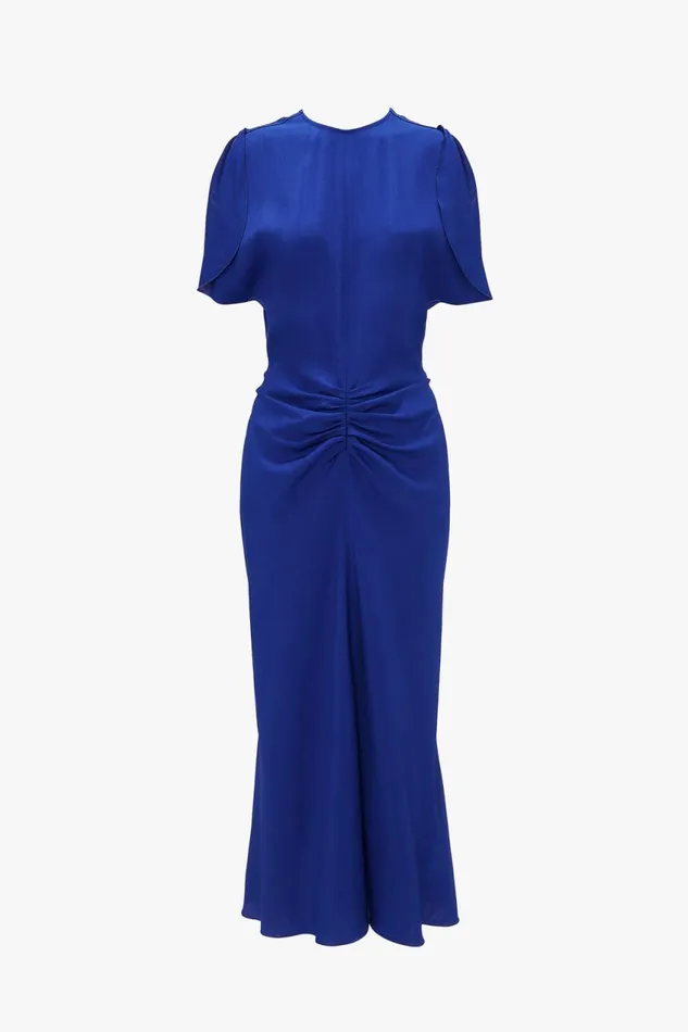 Dresses Women Victoria Beckham Gathered Waist Midi Dress In Palace Blue
