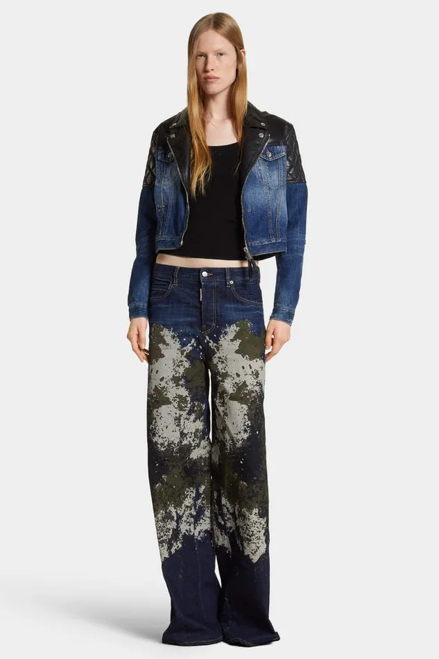 Dsquared2 Coats and Outerwear Butch Denim Hybrid Jean Jacket Navy 8211 Women