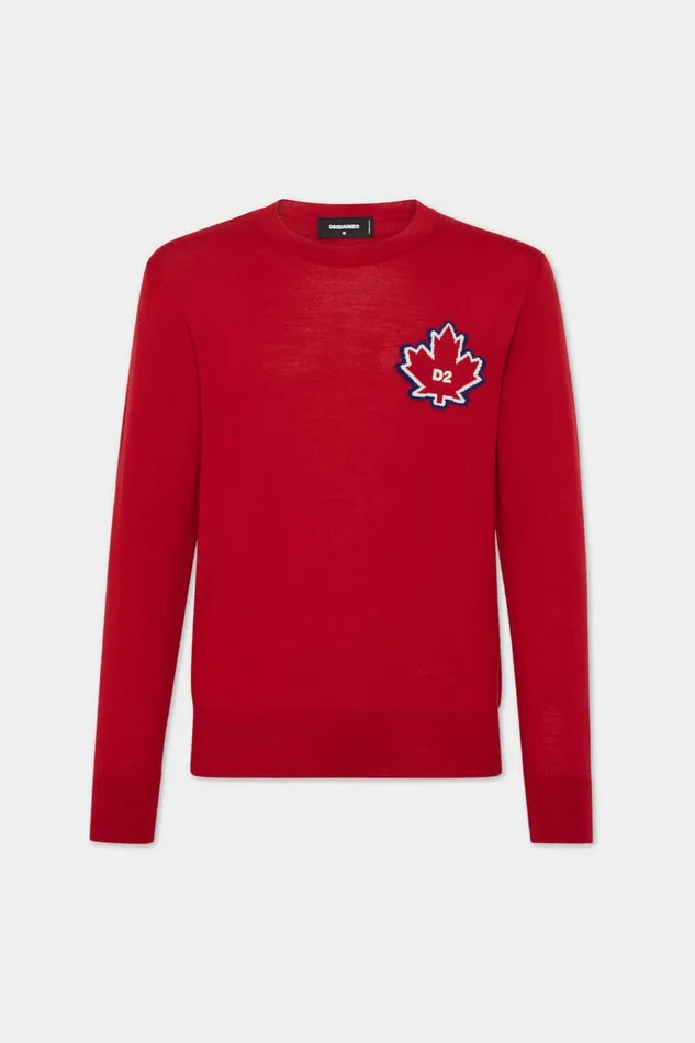 Dsquared2 Knitwear D2 Leaf Crewneck Red 8211 Men