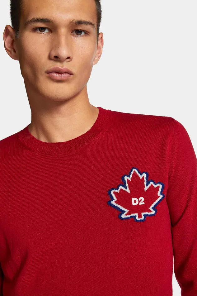 Dsquared2 Knitwear D2 Leaf Crewneck Red 8211 Men