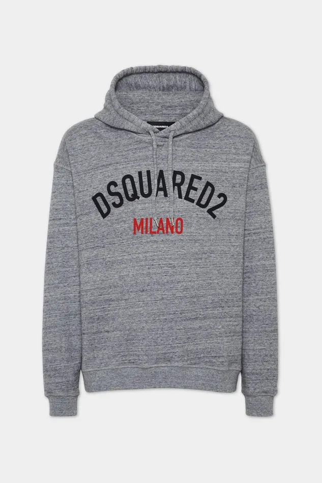 Dsquared2 Sweatshirts Wash Relax Fit Logo Hoodie Grey Melange 8211 Men