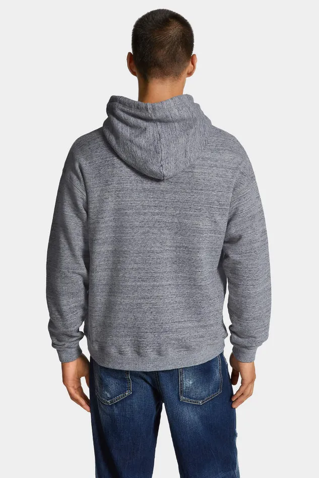 Dsquared2 Sweatshirts Wash Relax Fit Logo Hoodie Grey Melange 8211 Men