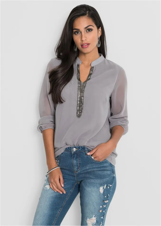 EMBELLISHED BLOUSE Grey Women VENUS Blouses
