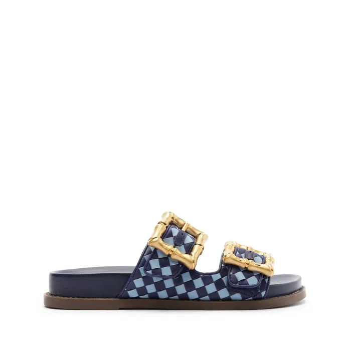 Enola Sporty Woven Leather Sandal Blue Women Schutz Shoes Enola