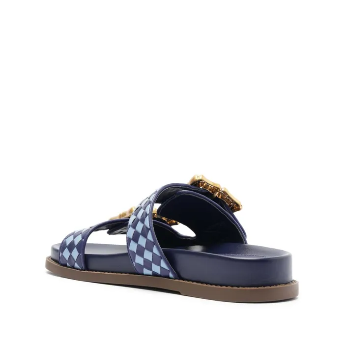 Enola Sporty Woven Leather Sandal Blue Women Schutz Shoes Enola