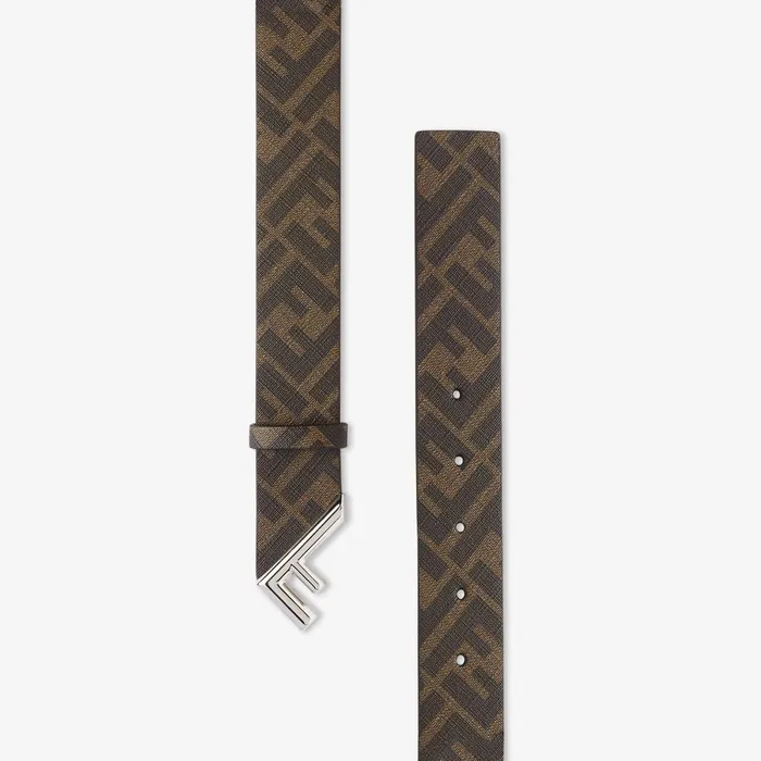 Fendi Belts Fendi Five Belt Brown FF Canvas Belt 8211 Men
