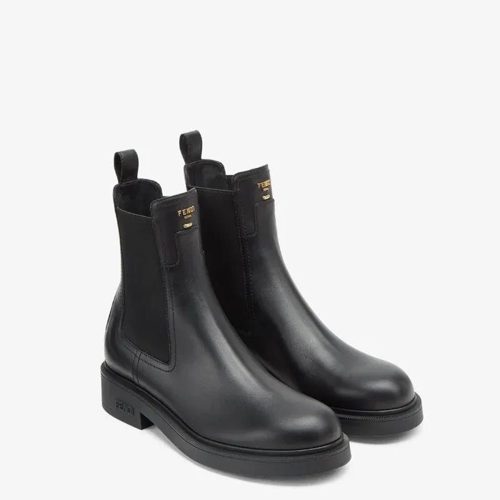 Fendi Boots and Ankle Boots Fendi Filo Black Leather Biker Boots 8211 Women